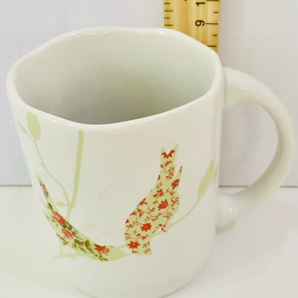 222 Fifth Chintz Birds Scalloped Rim Coffee Mug Cup. - Picture 3 of 7
